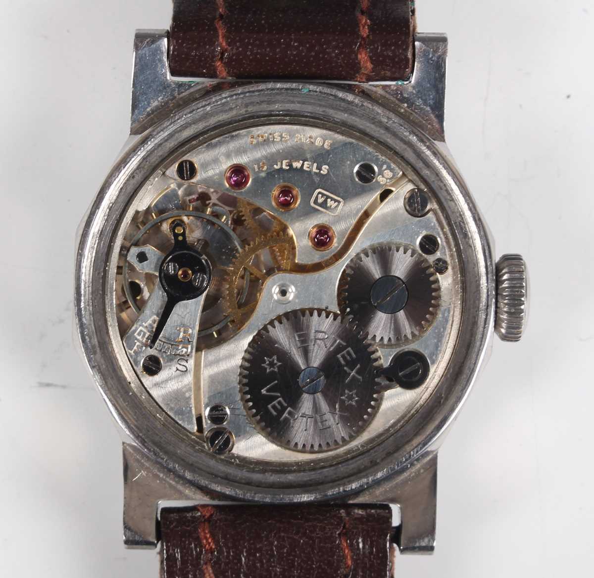 A Lanco chronograph gilt metal fronted and steel backed gentleman's wristwatch with unsigned - Image 8 of 14
