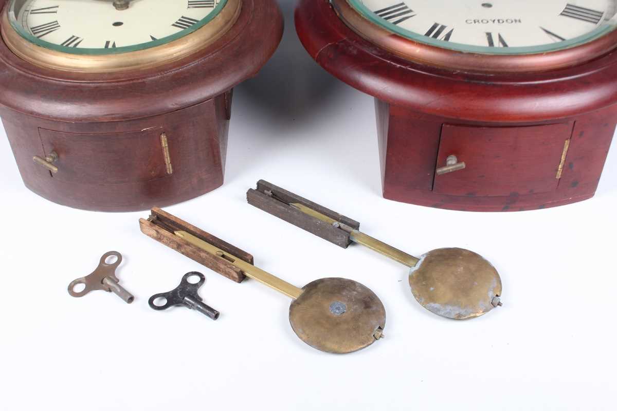 A 20th century stained beech circular wall timepiece with single fusee movement, the 8-inch - Image 23 of 23