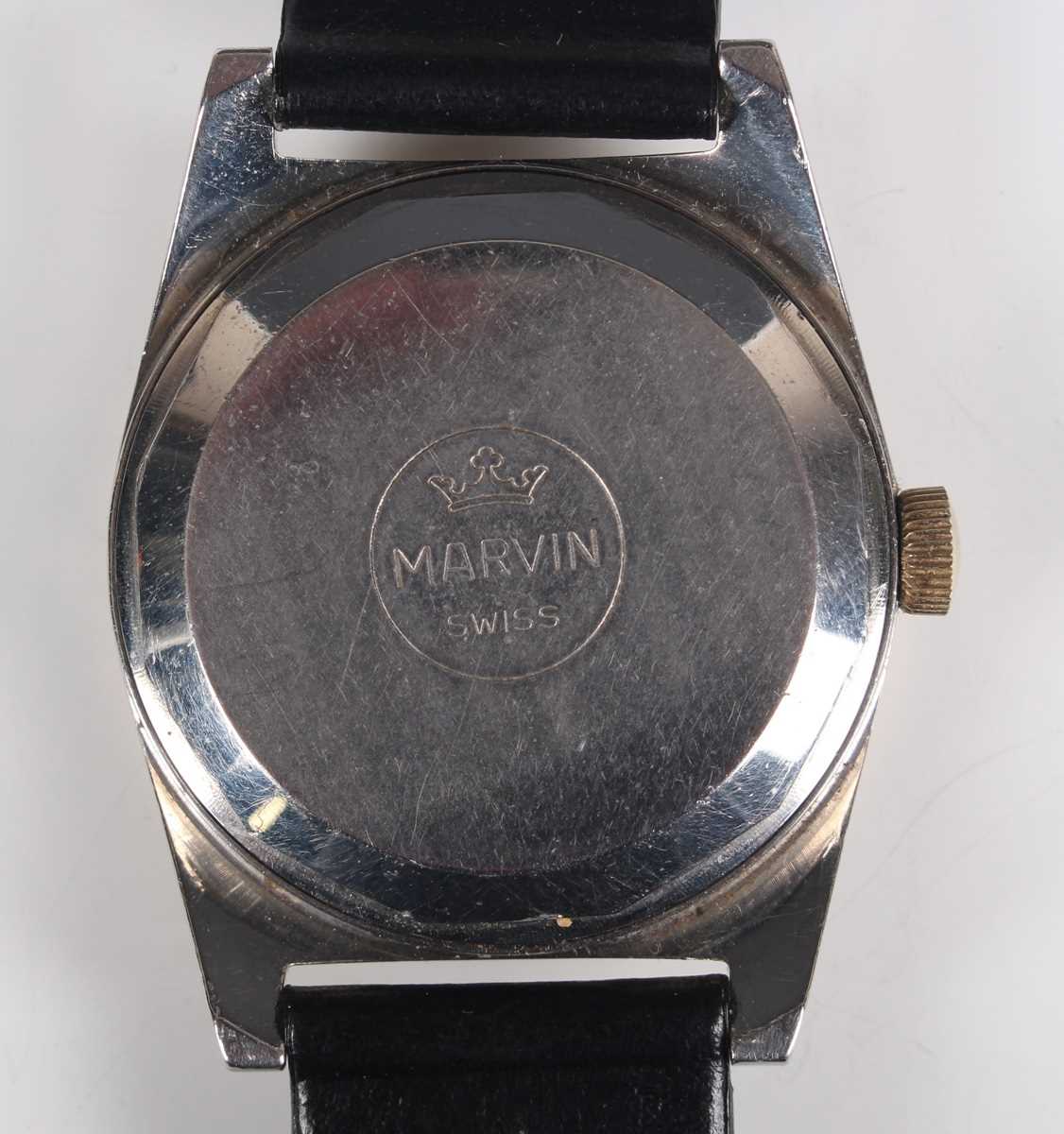 A Marvin Flying Dutchman Autodate gilt metal fronted and steel backed gentleman's wristwatch with - Image 5 of 11