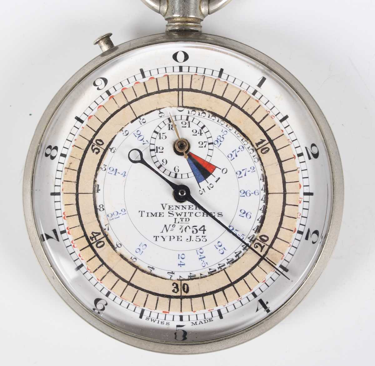 A Venner Time Switches Ltd nickel cased keyless wind chronograph pocket timer, the signed - Image 2 of 7