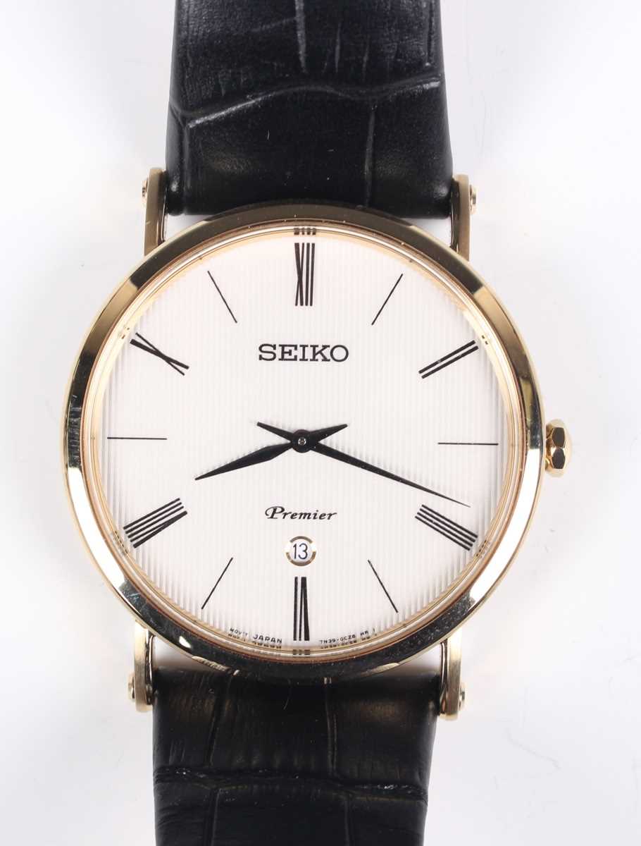 A Seiko Chronograph 100M gilt metal gentleman's bracelet wristwatch with quartz movement, the signed - Bild 6 aus 11