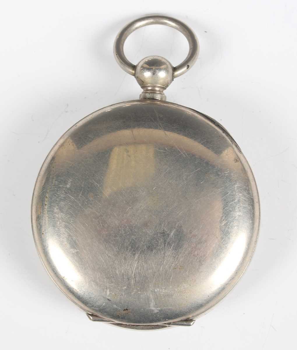 A green enamelled keyless wind open-faced lady’s fob watch with unsigned jewelled cylinder movement, - Image 9 of 26