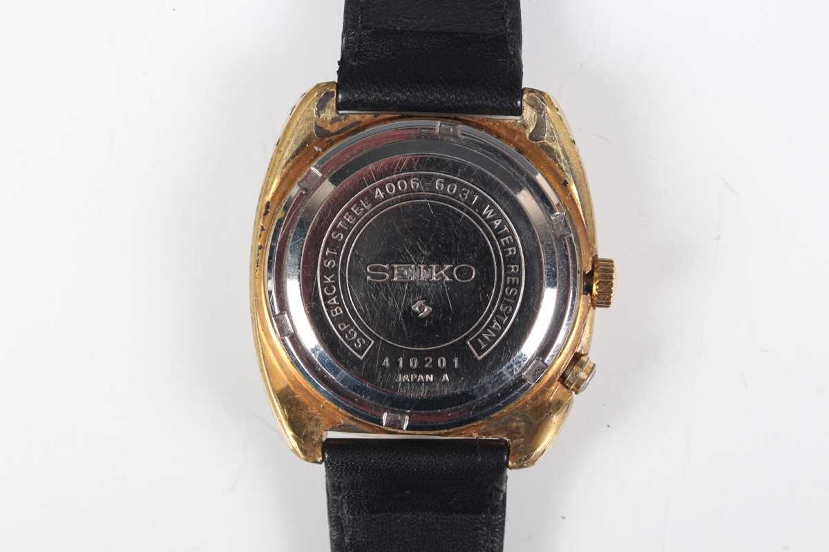 A Seiko Bell-Matic gilt metal fronted and steel backed gentleman's wristwatch, Ref. 4006-6031, circa - Image 4 of 6