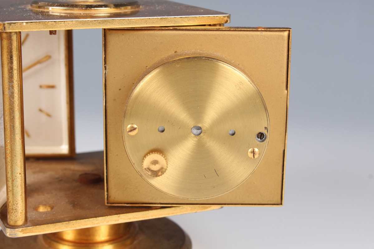 A mid-20th century Imhof gilt brass desk timepiece and weather compendium, the revolving cube shaped - Image 9 of 15