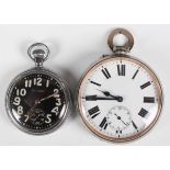 A Waltham MoD issue chrome cased keyless wind open-faced gentleman's pocket watch with signed and