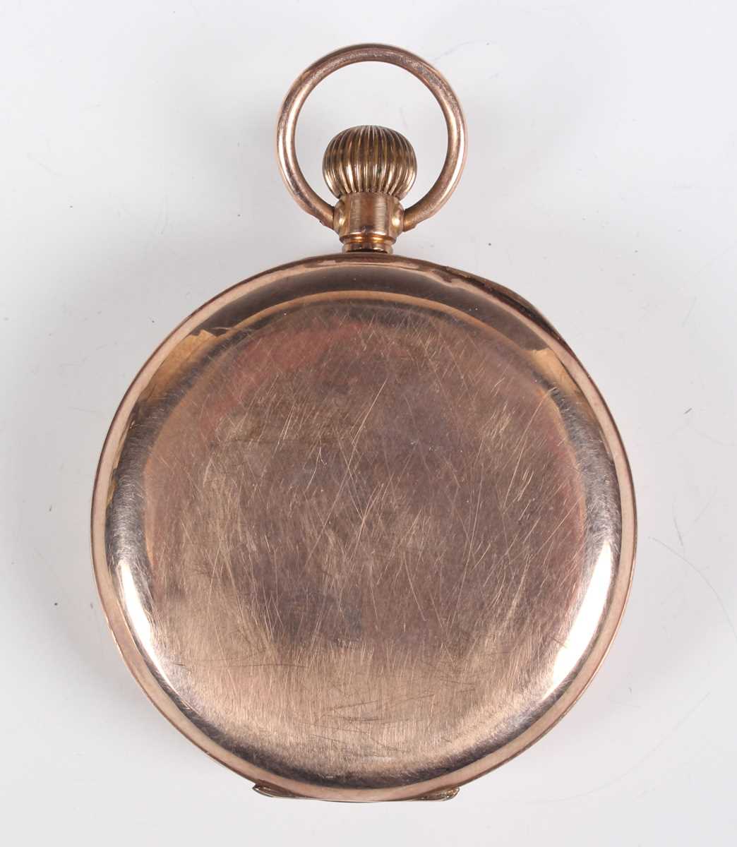 A 9ct gold cased keyless wind open faced gentleman's pocket watch, the white enamelled dial with - Image 5 of 5