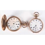 A Waltham gilt metal hunting cased keyless wind gentleman's pocket watch, the signed dial with