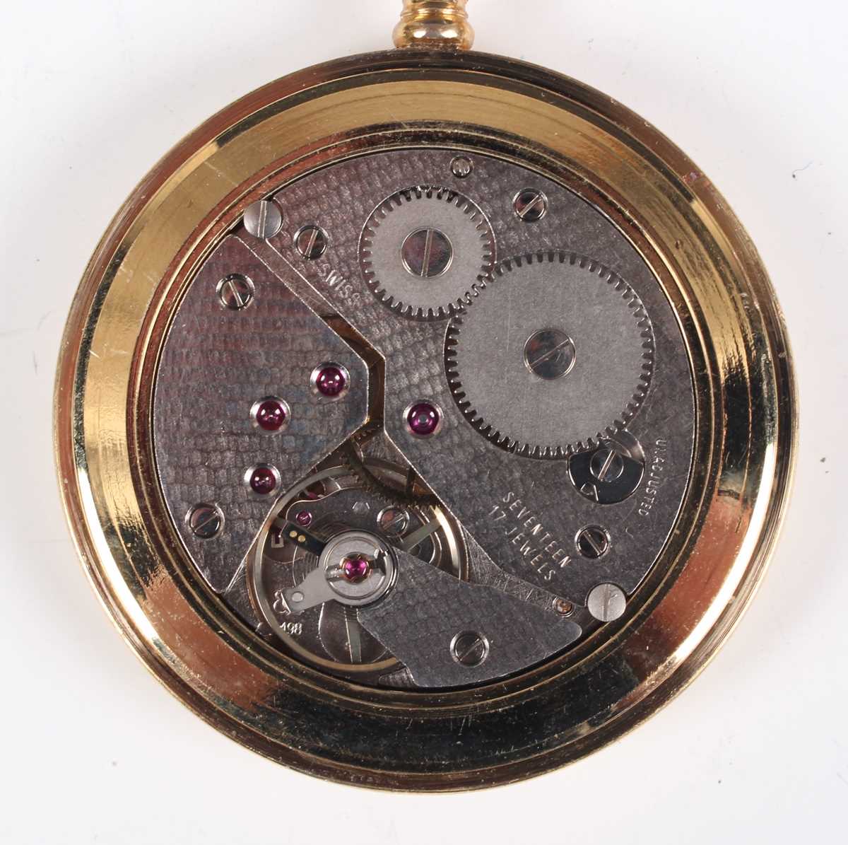 A gilt metal cased keyless wind open faced gentleman's dress pocket watch, the silvered dial with - Bild 15 aus 25