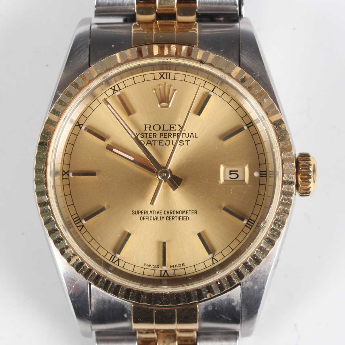 A Rolex Oyster Perpetual Datejust steel and gold gentleman's bracelet wristwatch, Ref. 16233,