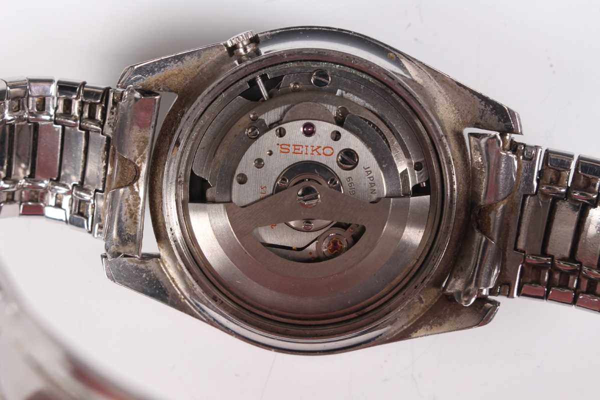 A Seiko Automatic Diashock steel cased gentleman's bracelet wristwatch, Ref 6619-8230, circa 1967, - Image 2 of 10