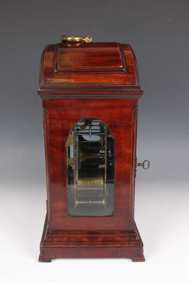 A George III mahogany bracket clock, the eight day twin fusee five pillar movement striking hours on - Image 8 of 11