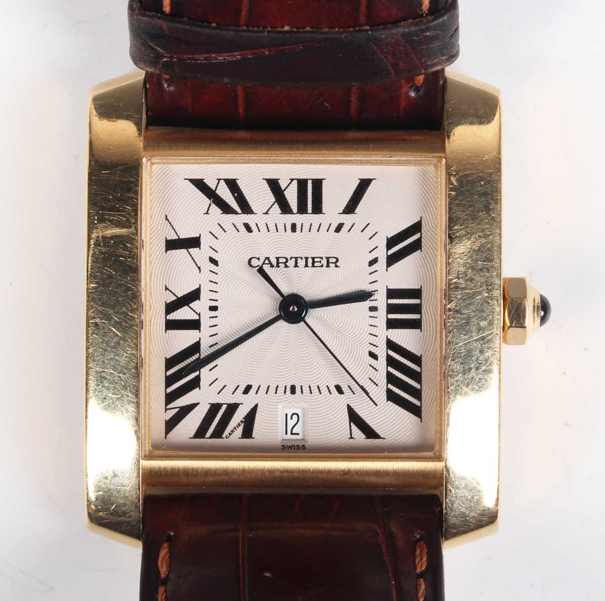 A Cartier Tank Française Automatic 18ct gold cased gentleman's wristwatch, Ref. 1840, with signed