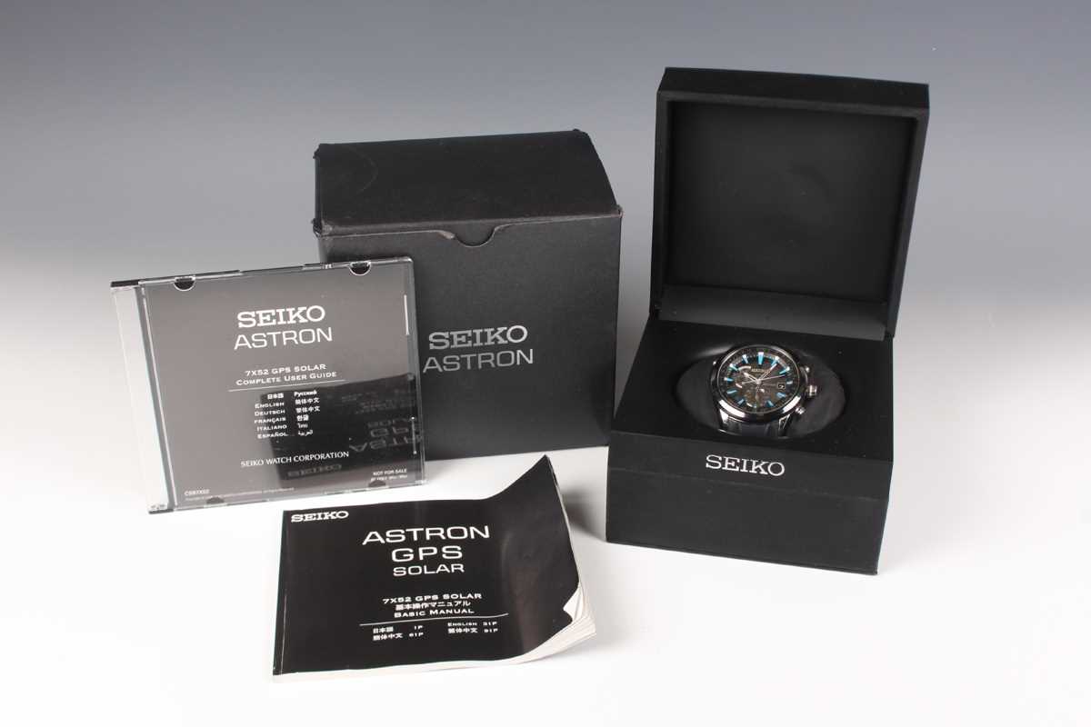 A Seiko GPS Solar Astron black ceramic and stainless steel gentleman's wristwatch, Ref. 7X52-0AB0, - Image 5 of 5