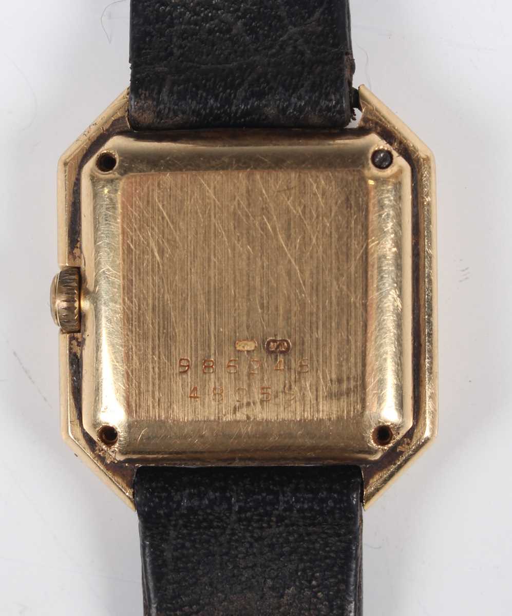 A Baume & Mercier Quartz 18ct gold cut cornered square cased lady’s wristwatch, the signed black - Image 2 of 4