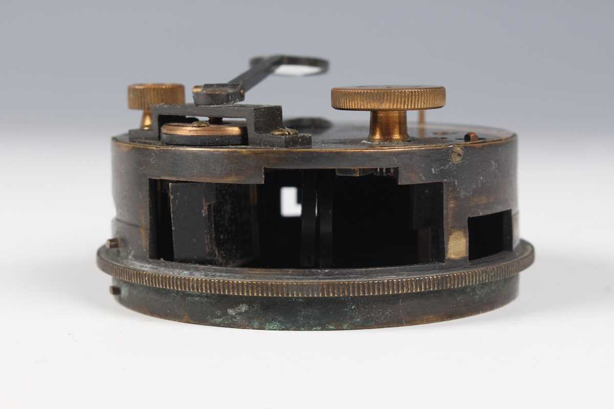 A late 19th century gilt brass pocket barometer altimeter, the silvered dial with semicircular - Image 8 of 13