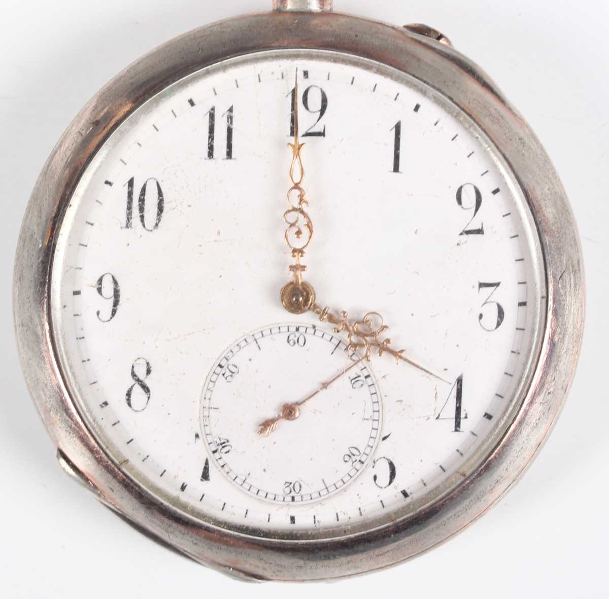 A silver cased keyless wind open faced gentleman's pocket watch, the dial detailed 'Johann Jorgo - Image 5 of 31