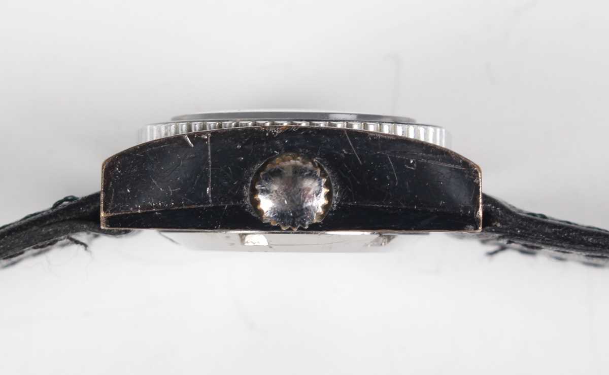 A Milus Automatic square cased wristwatch with signed and jewelled Bucherer movement, the black dial - Image 4 of 5