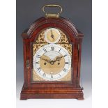 A George III mahogany bracket clock, the eight day twin fusee five pillar movement striking hours on