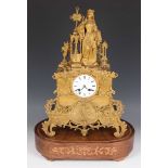 An early 19th century French ormolu cased mantel clock, the eight day movement with silk