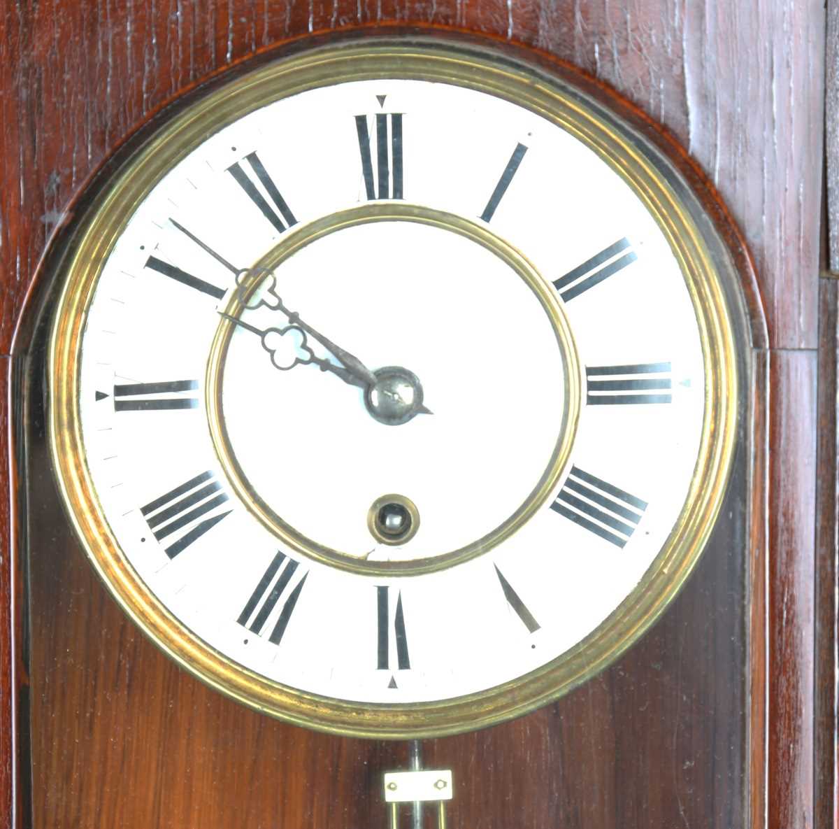 A late 19th century simulated rosewood cased Vienna style wall timepiece with single train movement, - Image 2 of 5