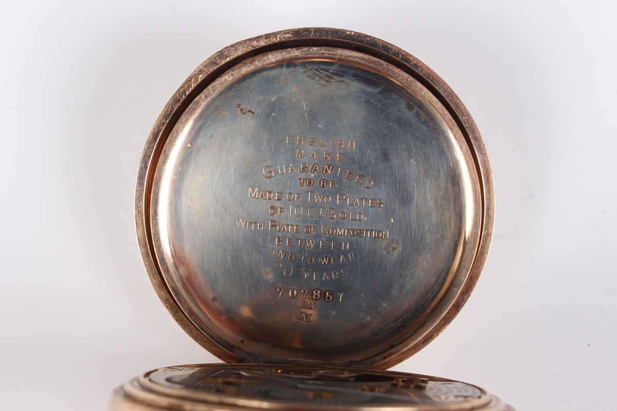 A Waltham gilt metal hunting cased keyless wind gentleman's pocket watch, the signed dial with - Image 4 of 13