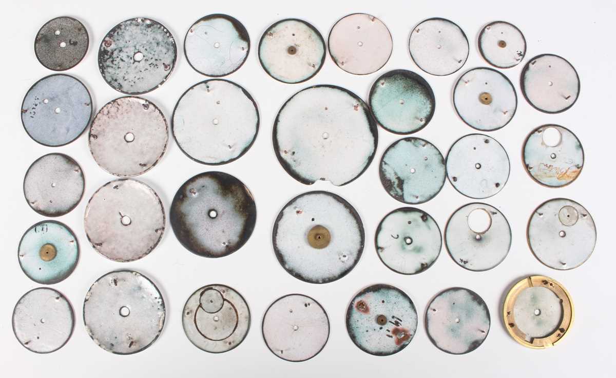 A collection of eighty white enamelled pocket watch dials, 18th century and later, some signed, - Image 2 of 8