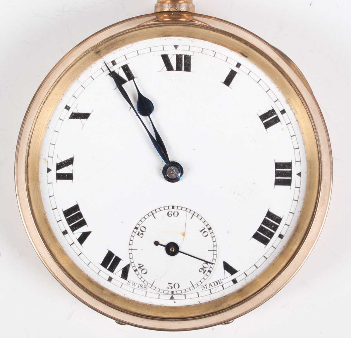A gilt metal cased keyless wind open faced gentleman's dress pocket watch, the silvered dial with - Bild 20 aus 25
