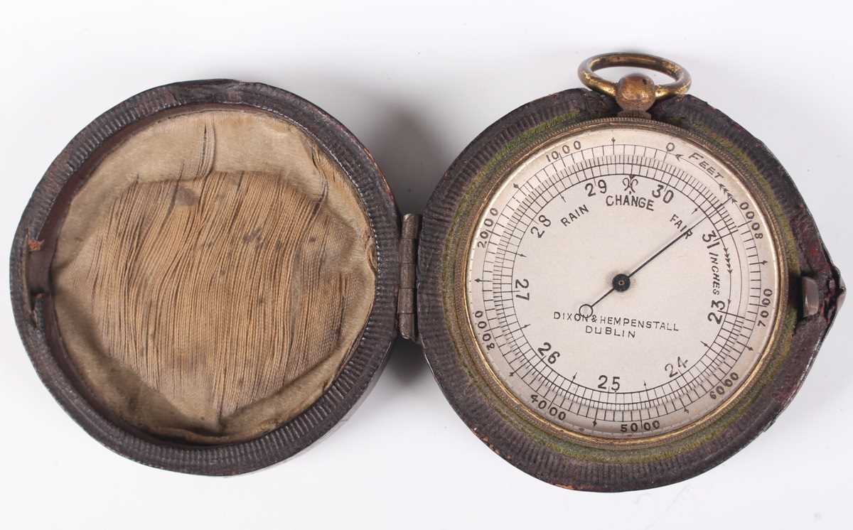 A late 19th century Negretti & Zambra gilt lacquered brass cased pocket barometer altimeter, compass - Image 9 of 14