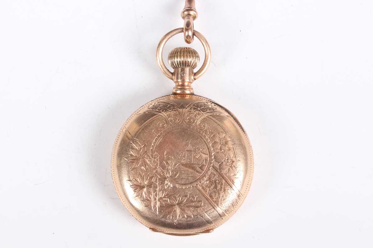 An Elgin Natl Watch Co gold hunting cased keyless wind gentleman’s pocket watch, the signed gilt - Image 6 of 10