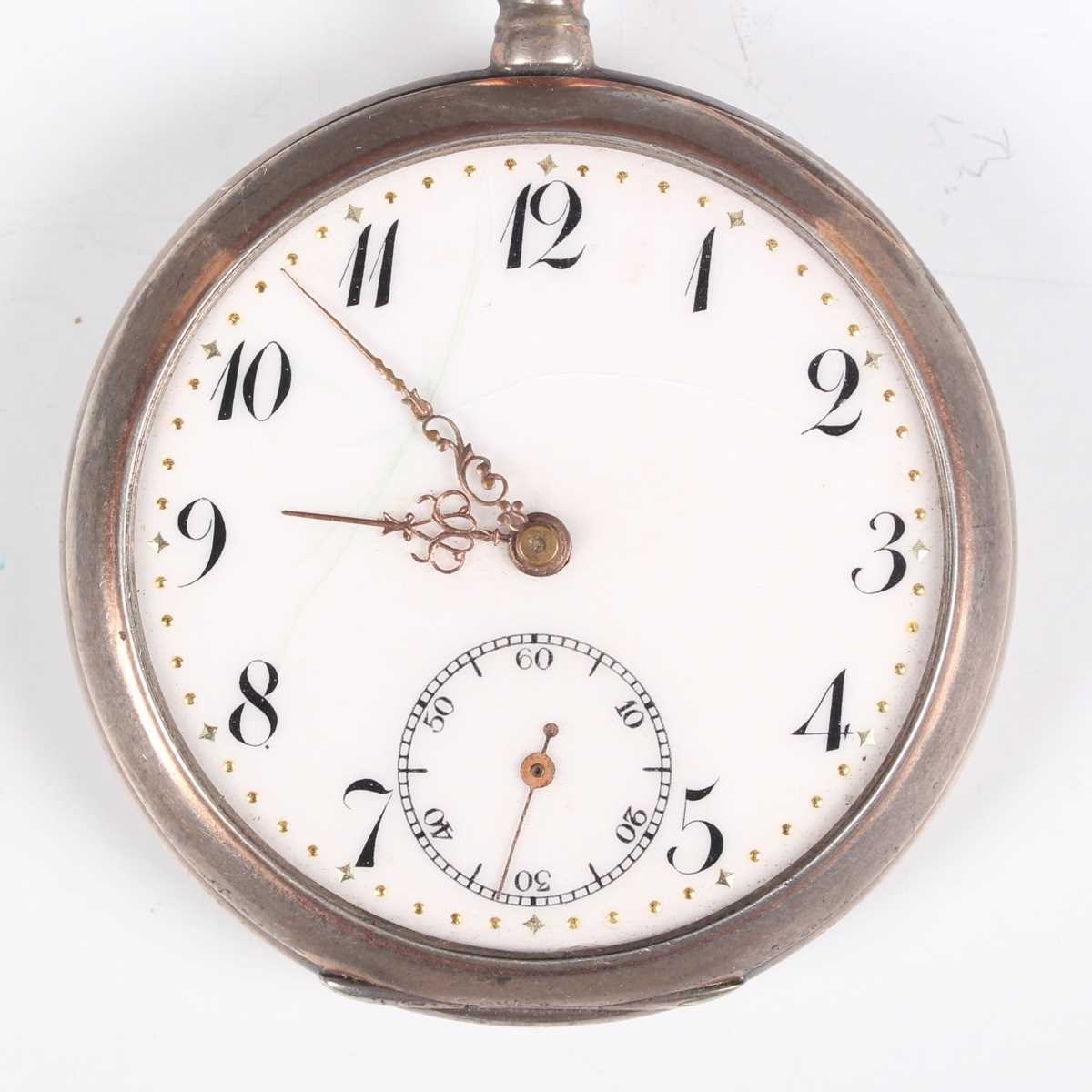 A silver cased keyless wind open faced gentleman's pocket watch, the dial detailed 'Johann Jorgo - Image 27 of 31