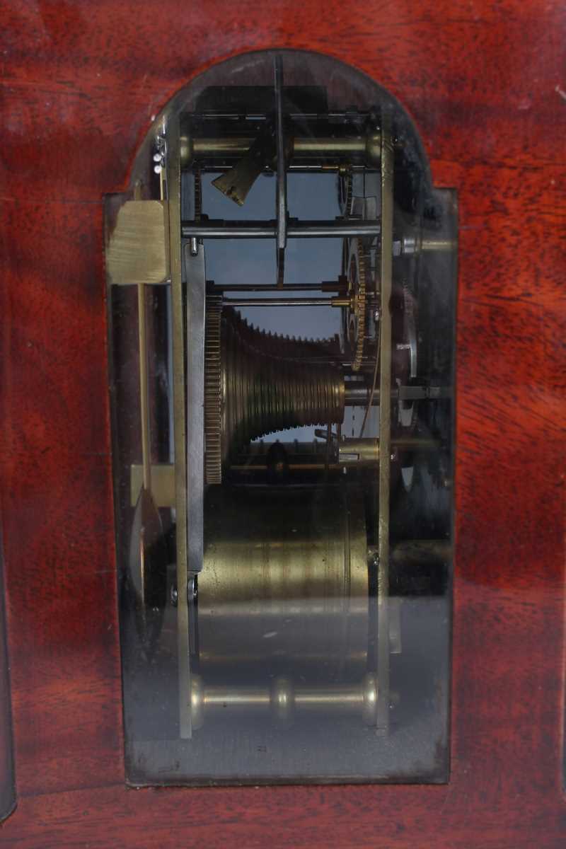 A George III mahogany bracket clock, the eight day twin fusee five pillar movement striking hours on - Image 9 of 11