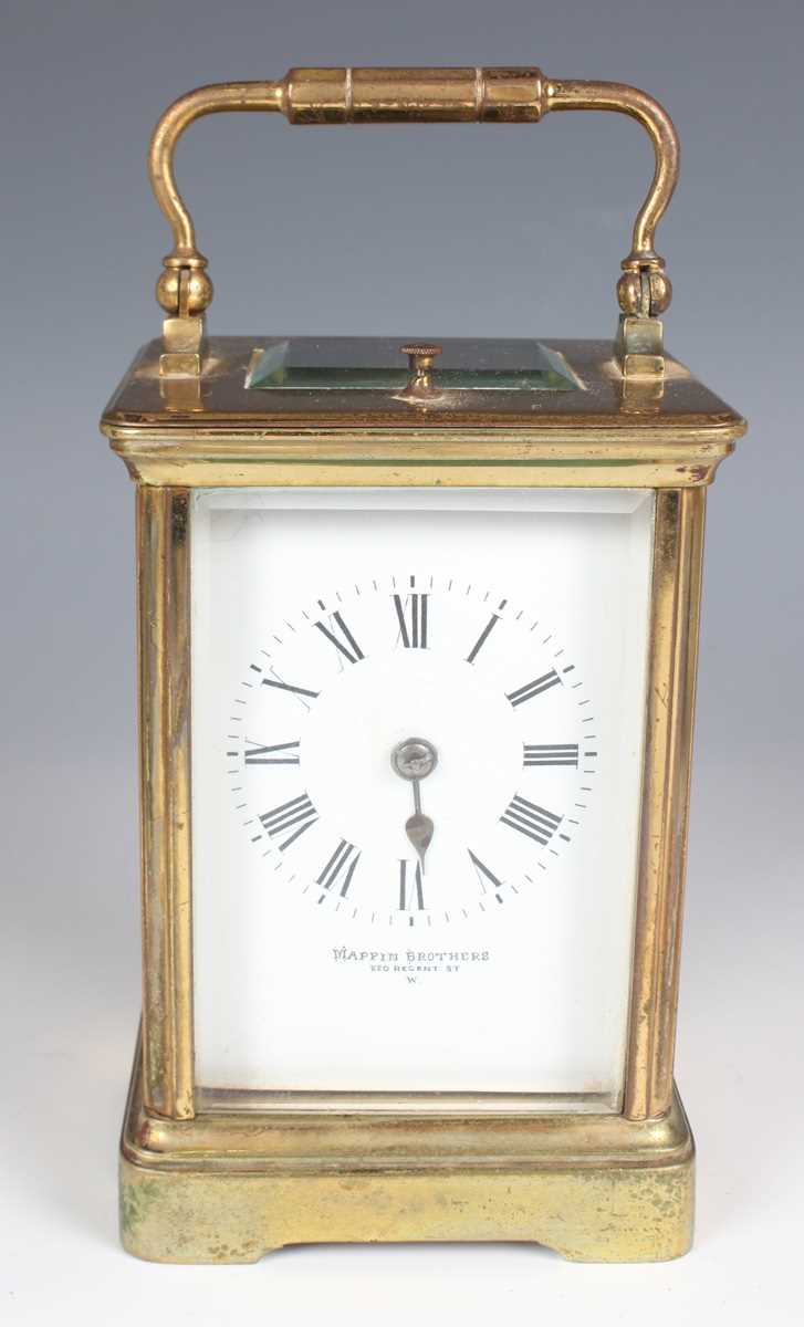 A 20th century lacquered brass corniche cased carriage clock with eight day movement striking and - Bild 2 aus 23