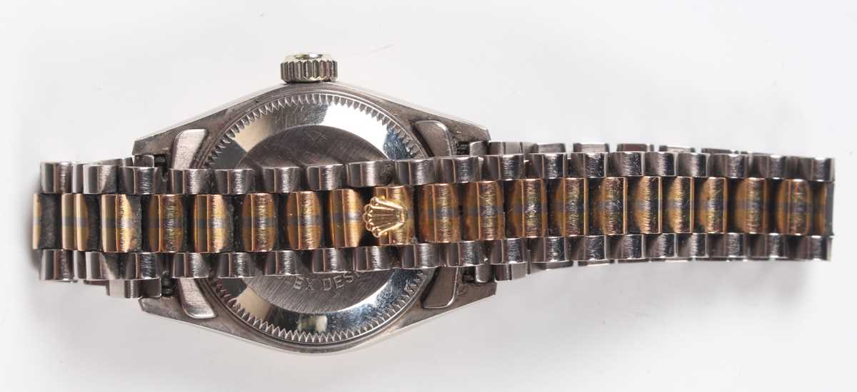 A Rolex Oyster Perpetual Datejust 18ct three colour gold and diamond set lady's bracelet wristwatch, - Image 4 of 11