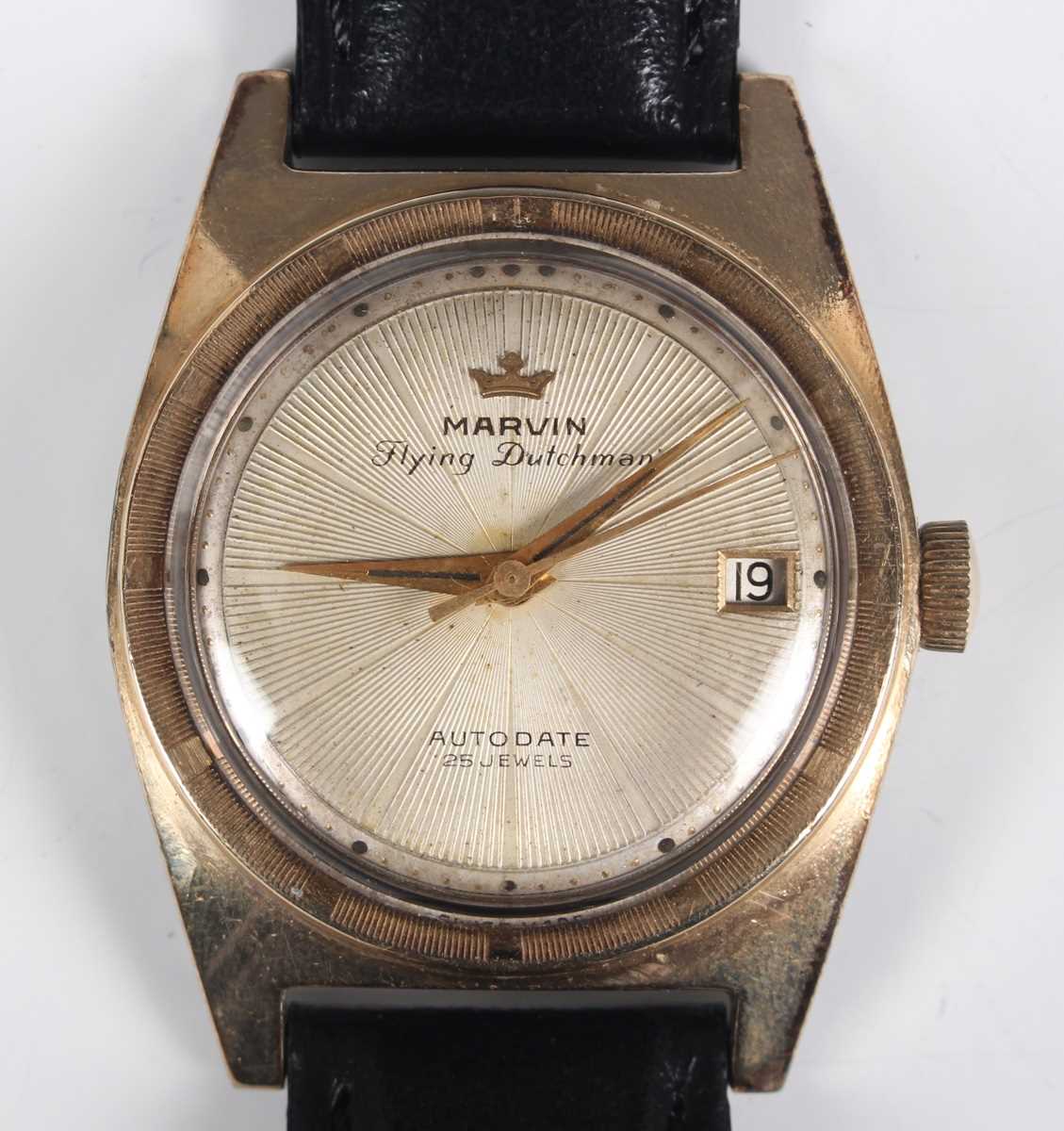A Marvin Flying Dutchman Autodate gilt metal fronted and steel backed gentleman's wristwatch with - Image 2 of 11