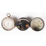 A late 19th century gilt brass pocket barometer altimeter, the silvered dial with semicircular