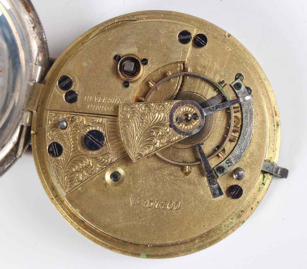 A Victorian silver cased keywind open faced gentleman's pocket watch with gilt fusee movement, the - Bild 6 aus 19