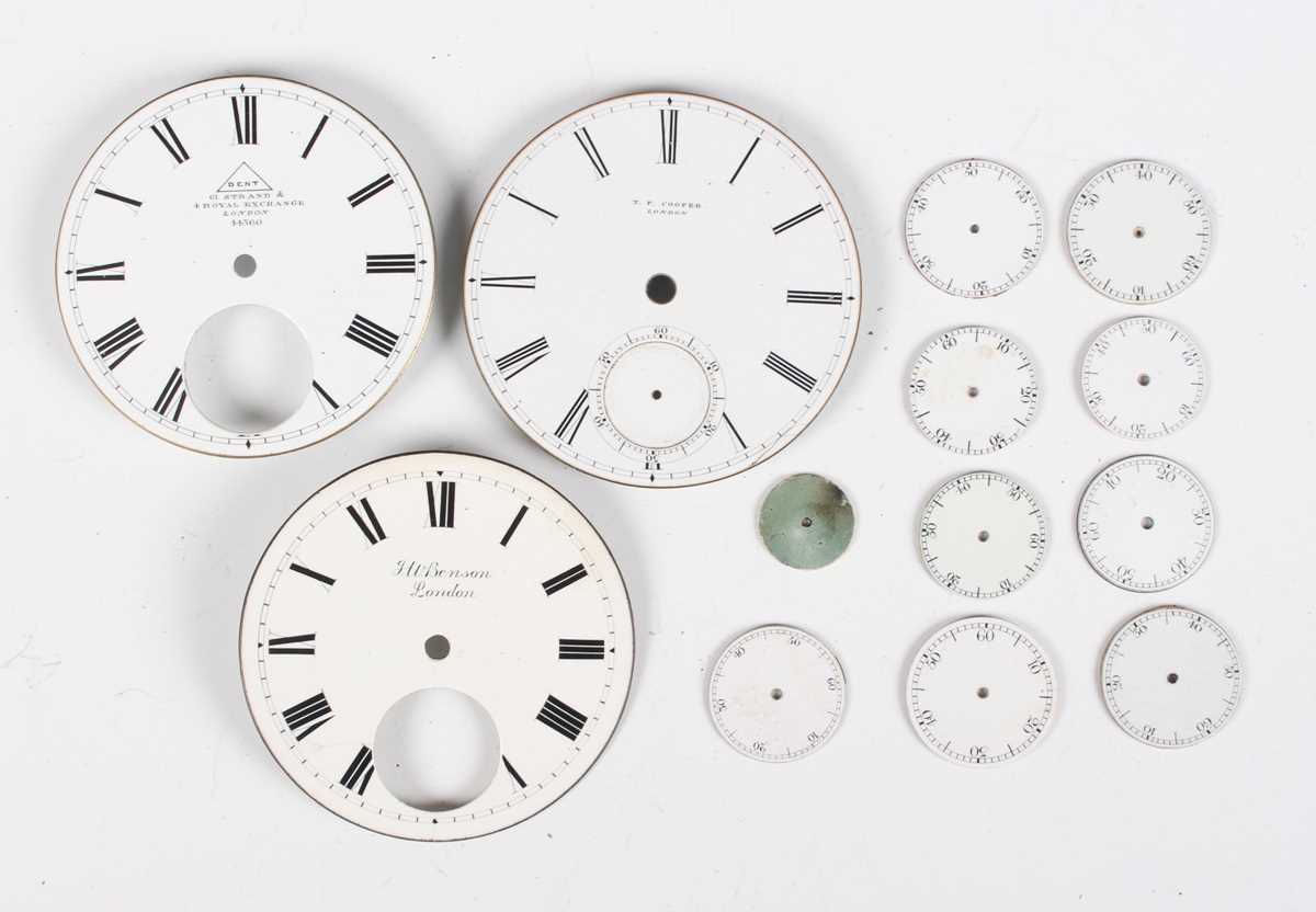 A collection of eighty white enamelled pocket watch dials, 18th century and later, some signed, - Image 7 of 8