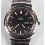 An Omega Quartz stainless steel gentleman's bracelet wristwatch, circa 1973, the signed and jewelled