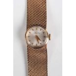 A Favre-Leuba 9ct gold lady's bracelet wristwatch, the signed silvered dial with gilt baton hour