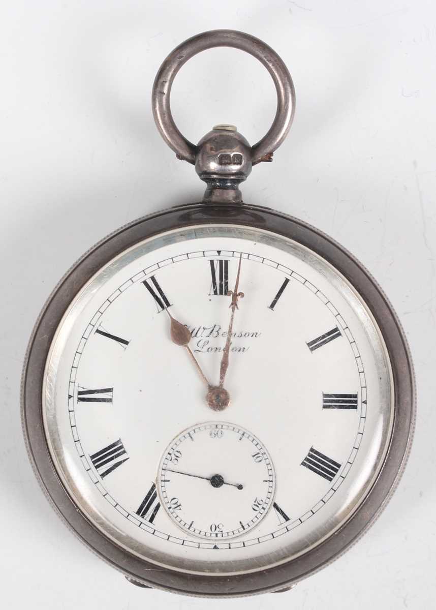 A J.W. Benson London silver cased keywind open-faced gentleman’s pocket watch, the gilt jewelled - Image 2 of 14