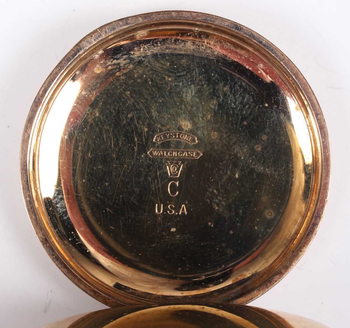 A gilt metal cased keyless wind open faced gentleman's dress pocket watch, the silvered dial with - Image 8 of 25