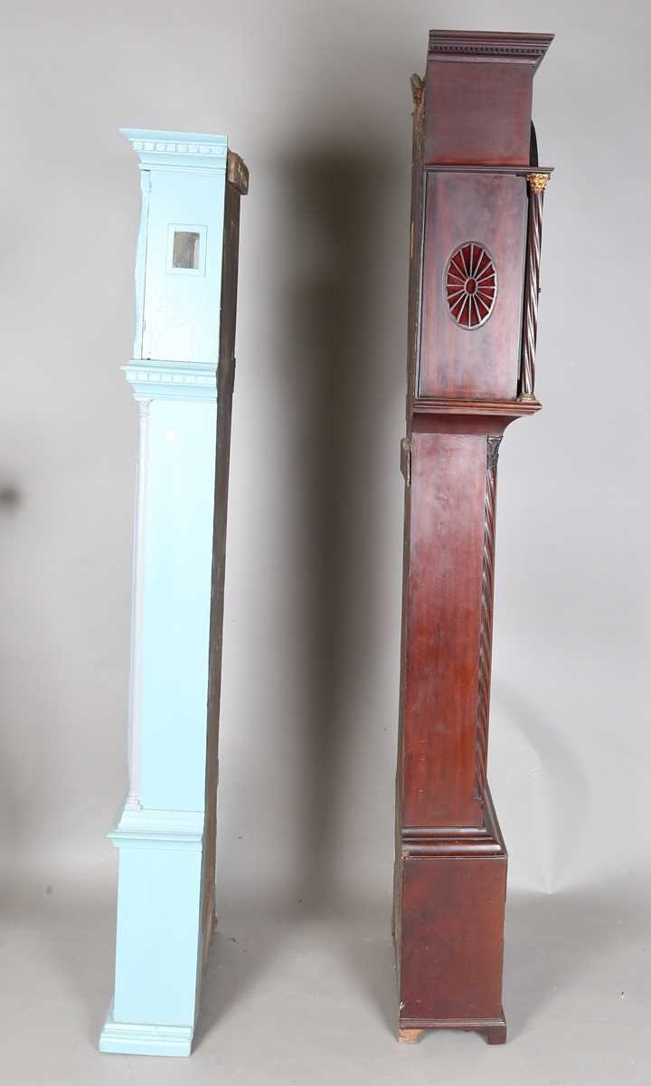 A George III mahogany longcase clock case, the hood with moulded pediment above glazed door and - Image 4 of 4