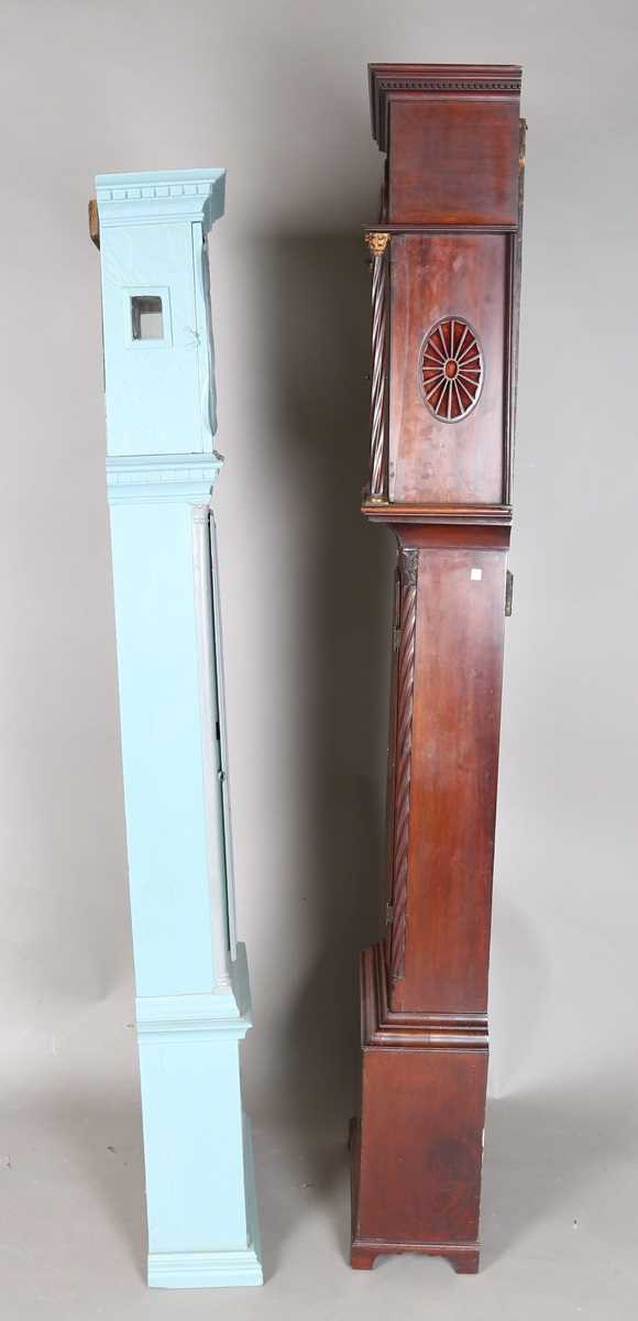 A George III mahogany longcase clock case, the hood with moulded pediment above glazed door and - Image 2 of 4