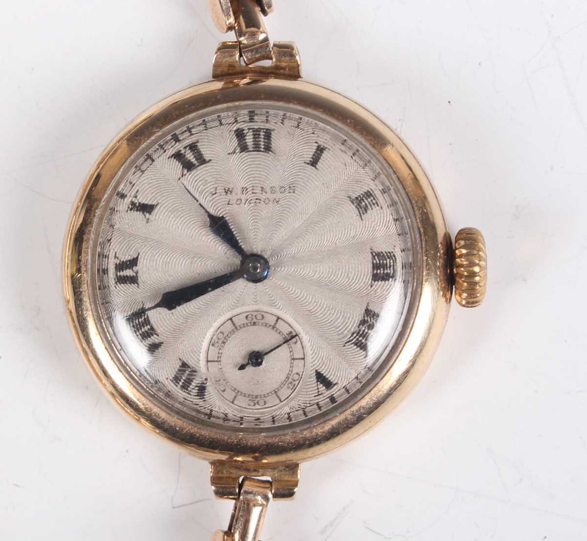 A J.W. Benson London 9ct gold circular cased lady’s wristwatch, the jewelled lever movement detailed