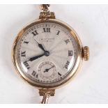 A J.W. Benson London 9ct gold circular cased lady’s wristwatch, the jewelled lever movement detailed