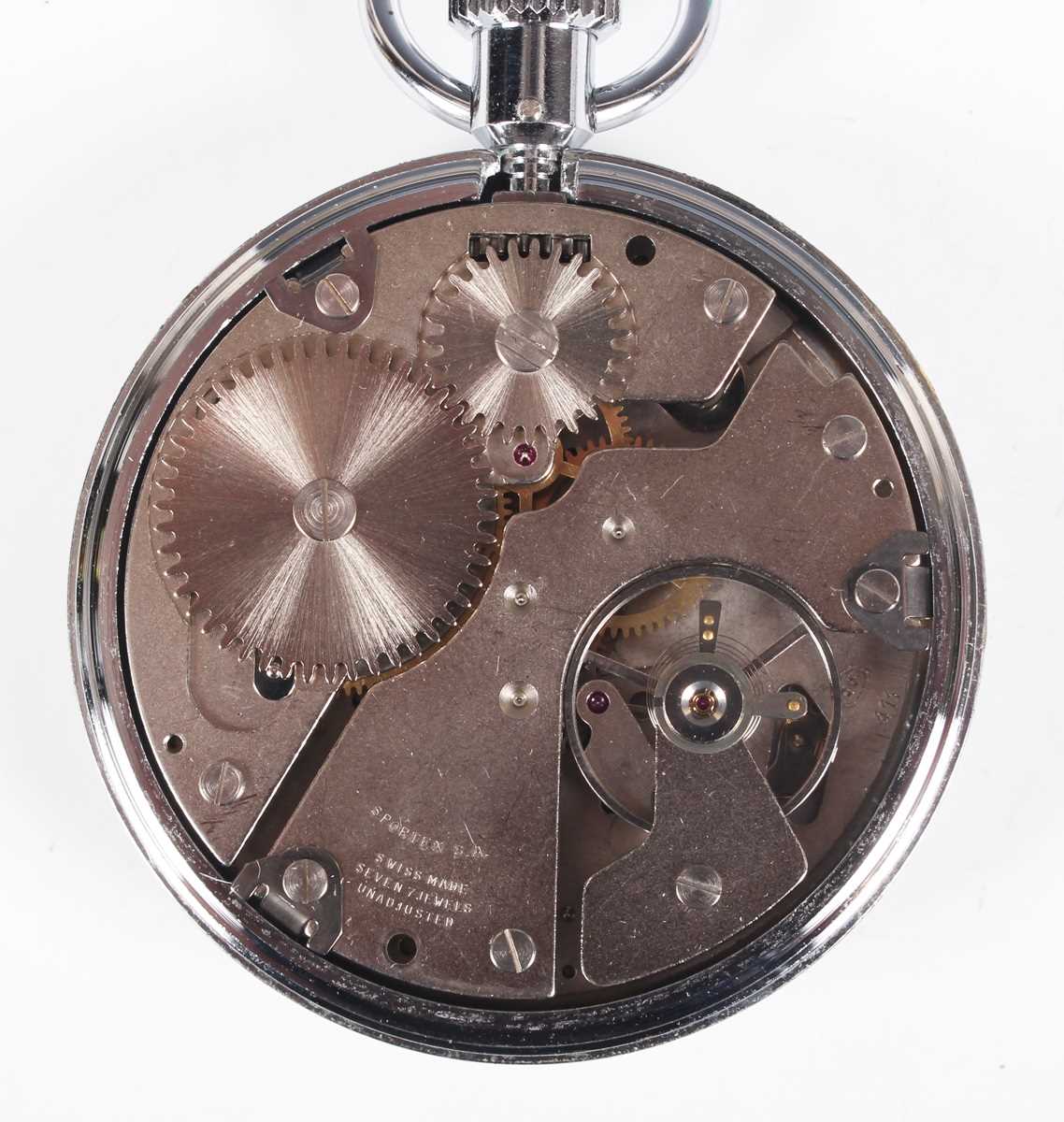 A Venner Time Switches Ltd nickel cased keyless wind chronograph pocket timer, the signed - Image 6 of 7