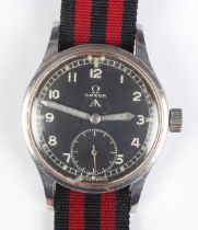 An Omega MoD issue stainless steel cased gentleman's wristwatch, circa 1944, the signed and jewelled