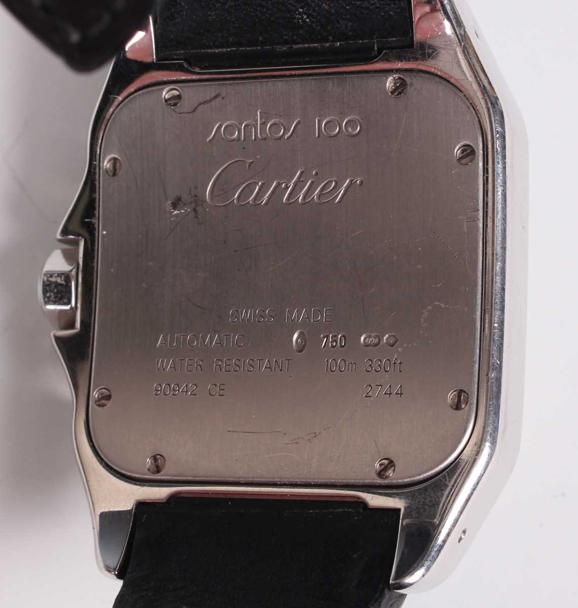 A Cartier Santos 100 Automatic 18ct white gold and diamond set gentleman's wristwatch, Ref. 2744, - Image 2 of 7
