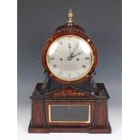 A Regency Egyptianesque brass inlaid mahogany and ebonized bracket clock, the eight day twin fusee