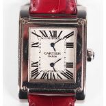 A Cartier Tank A Vis 18ct white gold cased dual time zone gentleman's wristwatch, Ref. 2552, with